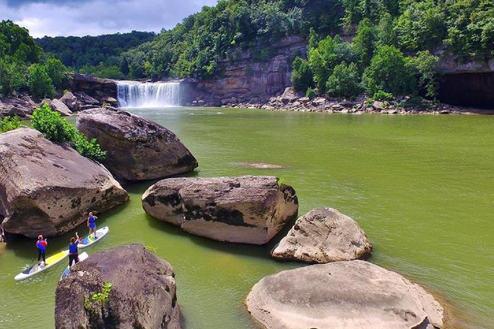 water next to the rock